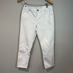 INC Size 4 White Skinny Leg Regular Fit Cropped Denim Preppy Coastal Minimalist